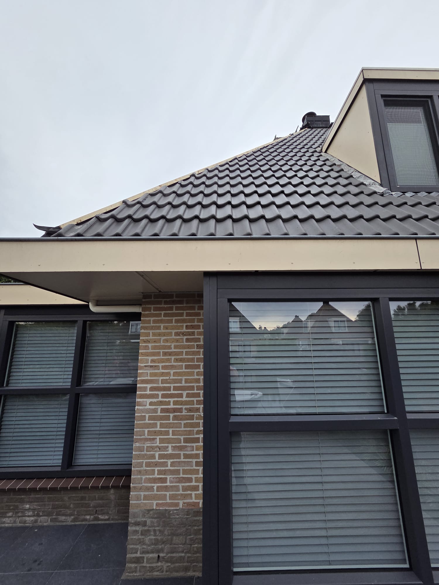 Dakrand en compleet dak van afstand